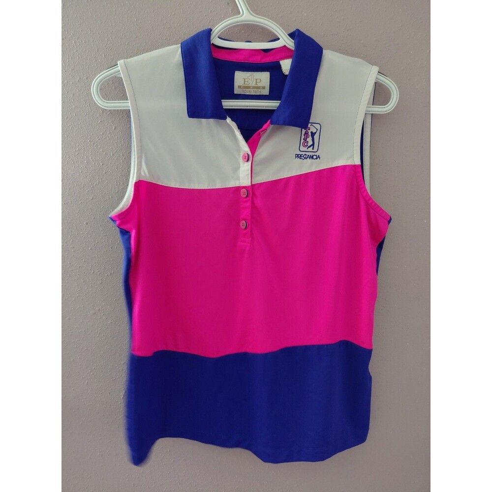 Women’s Golf Polo Shirt Size Medium Multicolor Sleeveless EP Pro Tour Tech